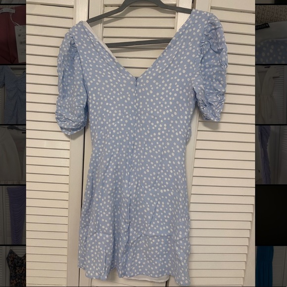 Zara Blue and White Longsleeve Mini Dress Size Medium - Picture 4 of 4